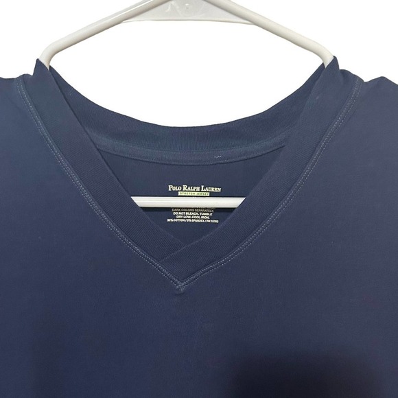 Polo Ralph Lauren Stretch Jersey V Neck Navy Tee - Picture 2 of 5